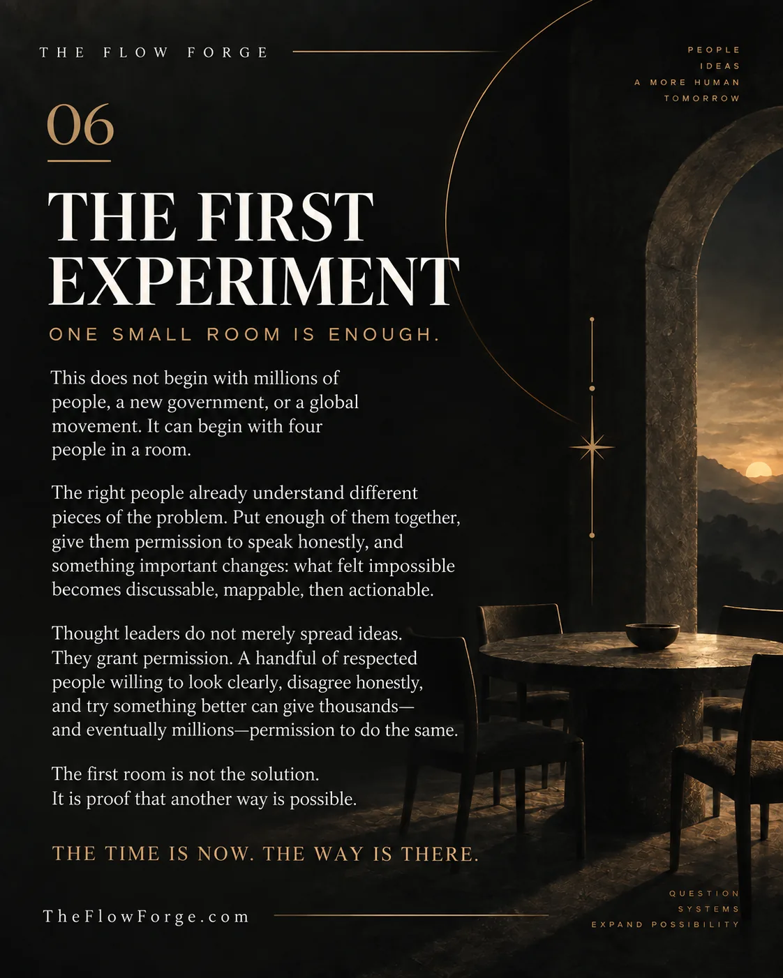 The Flow Forge card 06: The First Experiment.