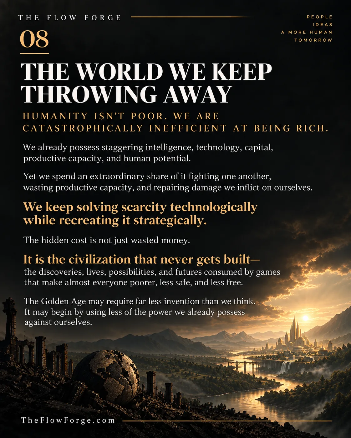 The Flow Forge card 08: The World We Keep Throwing Away.